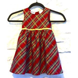 Christmas Plaid Taffeta-Like Dress 2T Blueberi Boulevard